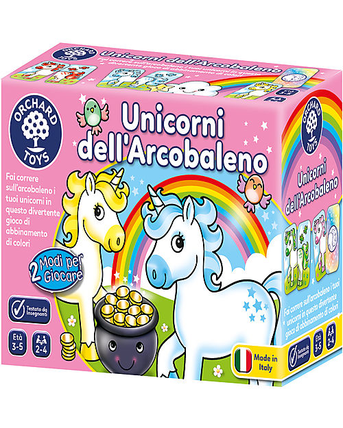 Orchard Toys Gioco da Tavolo Unicorni dell'Arcobaleno - Fai correre sull’arcobaleno i tuoi unicorni in questo gioco di abbinamento dei colori! Giochi da Tavolo