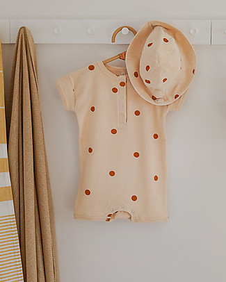 Organic Zoo Tutina a Maniche Corte a Pois - Rosso - Spugna di Cotone bio Tutine Corte