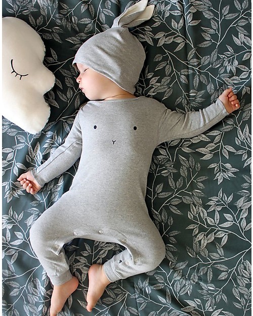 Organic Zoo Tutina a Maniche Lunghe Bunny, Grigio - 100% Cotone bio Tutine Lunghe