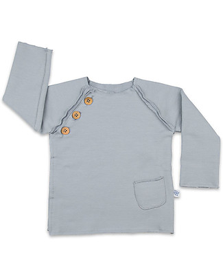 Origami Felpa Maniche Raglan con Bottoncini, Grigio - Cotone bio e fibra di latte Felpe