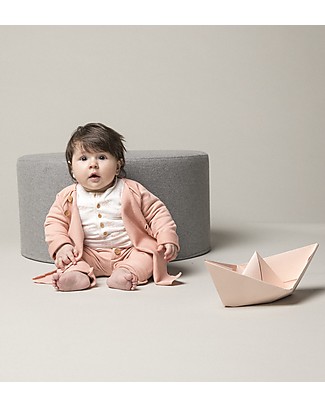 Origami Felpa Maniche Raglan con Bottoncini, Rosa - Cotone bio e fibra di latte Felpe