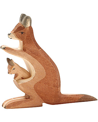 Ostheimer. Canguro con Cucciolo Realizzato a Mano, Legno Sostenibile - 12 cm (H) Construzioni In Legno
