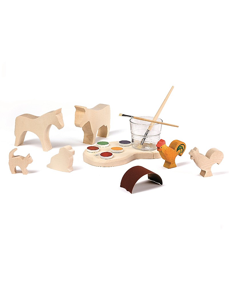 Ostheimer Set Creativo Animali da Colorare - Fatto a mano - Comprende 5  animaletti in legno + colori e accessori! unisex (bambini)