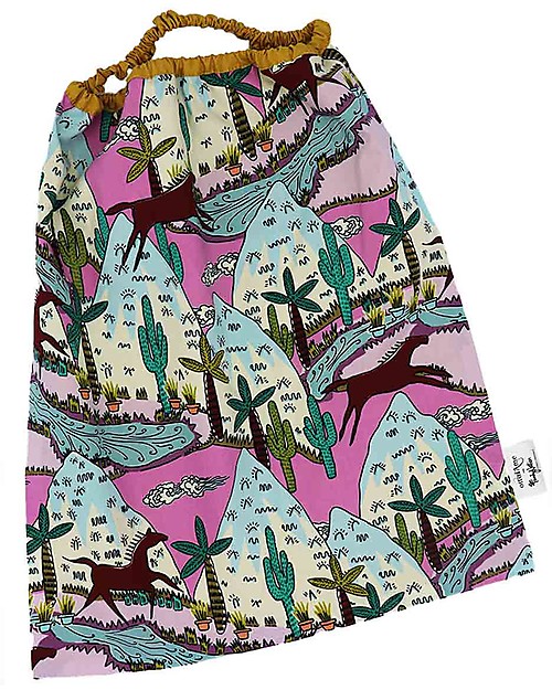 Ottod'Ame per Family Nation Bavaglio con Elastico - Reversibile - Giallo Ocra Western - 100% Sostenibile e Made in Toscana - Perfetti per l'Asilo! Bavagli con Elastico