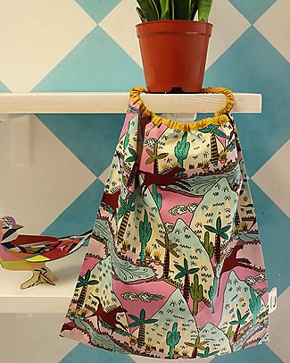 Ottod'Ame per Family Nation Bavaglio con Elastico - Reversibile - Giallo Ocra Western - 100% Sostenibile e Made in Toscana - Perfetti per l'Asilo! Bavagli con Elastico