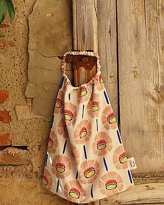 Ottod'Ame per Family Nation Bavaglio con Elastico - Reversibile - Righe Blue e Fiori - 100% Sostenibile e Made in Toscana - Perfetti per l'Asilo! Bavagli con Elastico