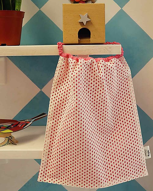 Ottod'Ame per Family Nation Bavaglio con Elastico - Reversibile - Rosa Ricamo Bianco - 100% Sostenibile e Made in Toscana - Perfetti per l'Asilo! Bavagli con Elastico