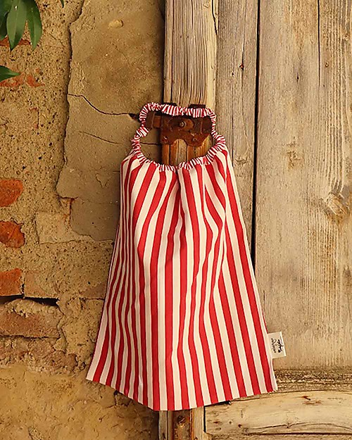 Ottod'Ame per Family Nation Bavaglio con Elastico - Reversibile - Strisce Rosse - 100% Sostenibile e Made in Toscana - Perfetti per l'Asilo! Bavagli con Elastico