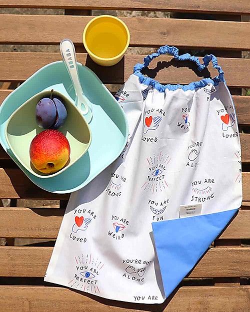 Ottod'Ame per Family Nation Bavaglio con Elastico - Reversibile - Tattoo - 100% Sostenibile e Made in Toscana - Perfetti per l'Asilo! Bavagli con Elastico