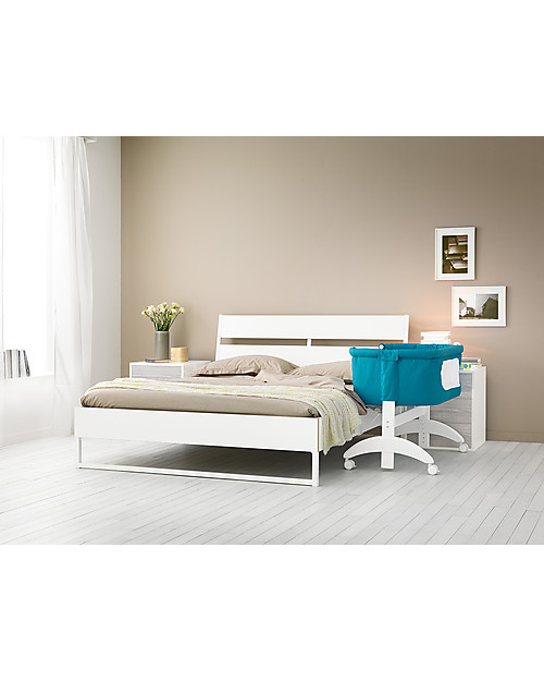 Pali Culla da Co-Sleeping Maya, Blu Pavone - 0-6 mesi, legno di faggio massello Culle Next To Me