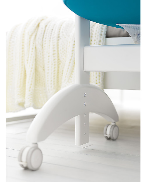Pali Culla da Co-Sleeping Maya, Blu Pavone - 0-6 mesi, legno di faggio massello Culle Next To Me