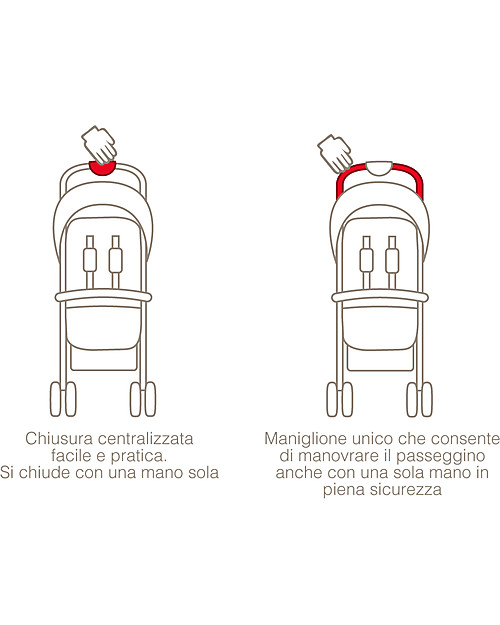 Pali Passeggino Super-Leggero Tre.9, Rosso Candy - Reclinabile, solo 3,9 kg! Passeggini Leggeri