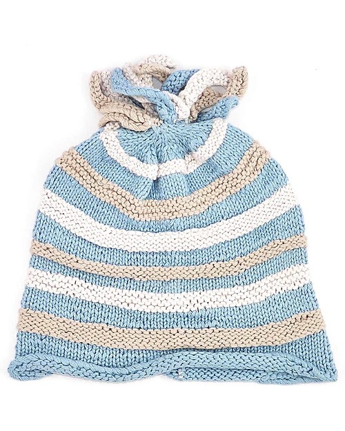 Pebble Cappellino a Righe Celeste - 100% Cotone Bio e Fair Trade Cappelli Invernali