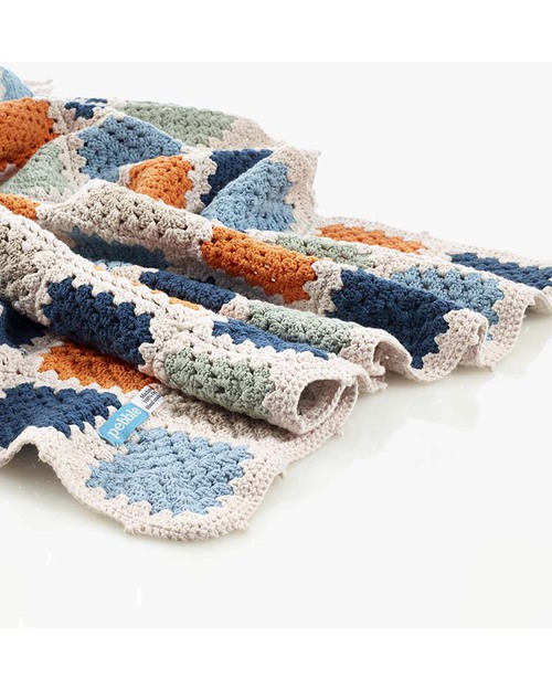 Pebble Copertina Uncinetto a Quadri Blu Petrolio - Cotone Bio - 85 x 95 cm Swaddle di Mussola
