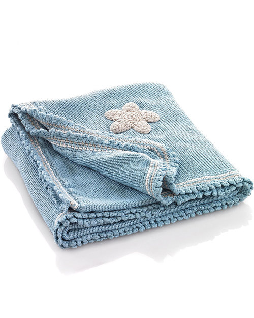 Pebble Copertina Uncinetto con Stella - Celeste - 100% Cotone Bio - 85 x 95 cm Swaddle di Mussola