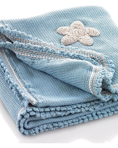 Pebble Copertina Uncinetto con Stella - Celeste - 100% Cotone Bio - 85 x 95 cm Swaddle di Mussola
