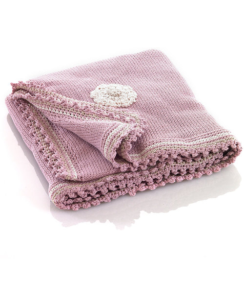 Pebble Copertina Uncinetto Rosa con Fiori - 100% Cotone Bio - 85 x 95 cm Swaddle di Mussola