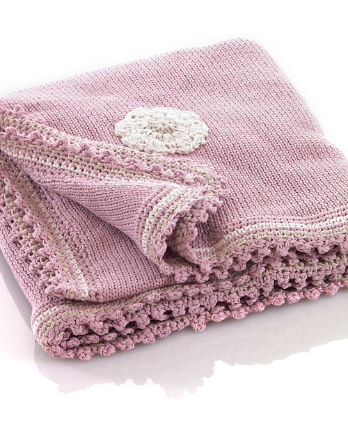 Pebble Copertina Uncinetto Rosa con Fiori - 100% Cotone Bio - 85 x 95 cm Swaddle di Mussola