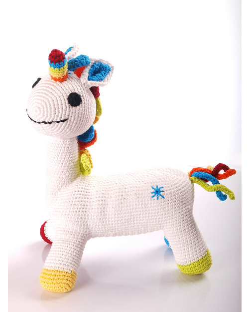 Pebble Grandi Amici - Unicorno Bianco - Fair Trade - 28 cm Peluche