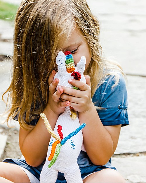 Pebble Grandi Amici - Unicorno Bianco - Fair Trade - 28 cm Peluche