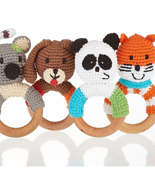 Pebble Massaggiagengive e Sonaglio ad Anello in Legno, Panda - Fair Trade Sonagli