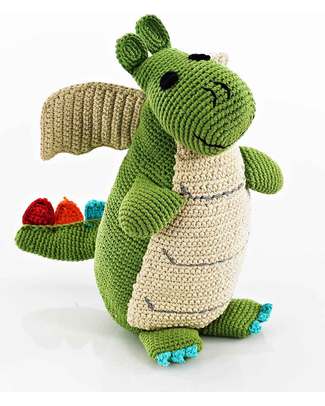 Pebble Once Upon a Time - Green Dragon - Fair Trade - 35 cm high Soft Toys