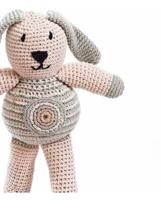 Pebble Pupazzo - Coniglietto Tortora e Bianco - Cotone Bio (Altezza 20 cm) Pupazzi Crochet