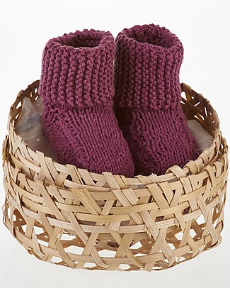 Pebble Scarpine Neonato Prugna - 100% Cotone Bio Pantofole