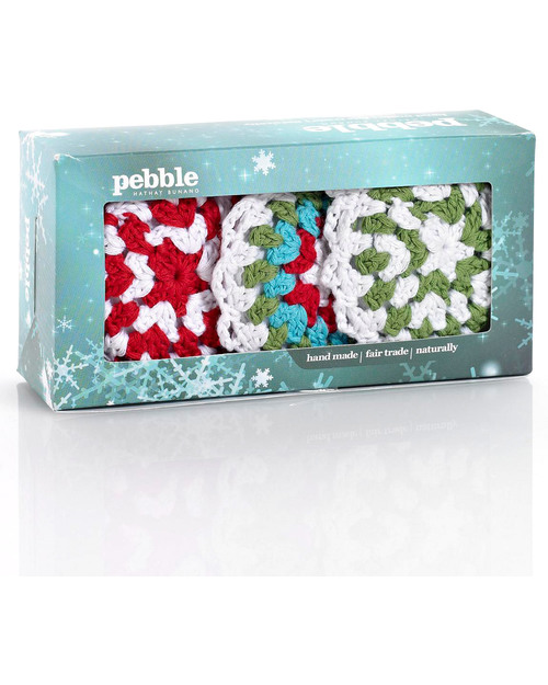Pebble Set di 3 Decorazioni Natalizie - Fiocchi di Neve Crochet - Fair Trade Decorazioni Natalizie