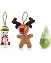 Pebble Set di 3 Decorazioni Natalizie - Pupazzo di Neve, Renna, Albero - Fair Trade (altezza 15 cm circa) Decorazioni Natalizie