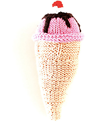 Pebble Sonaglio Cono Gelato - Fragola - Cotone Fair Trade (13 cm circa) Sonagli