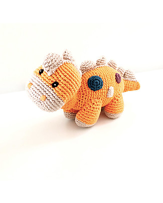 Pebble Sonaglio Dinosauro - Stegosauro Arancione Chiaro - Cotone bio fair trade Sonagli