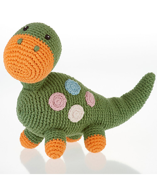 Pebble Sonaglio Dinosauro, Verde - Fair Trade, Cotone bio Sonagli