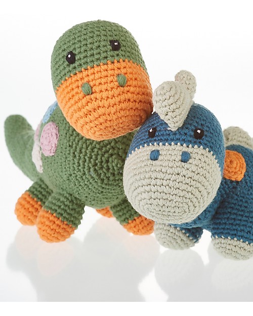 Pebble Sonaglio Dinosauro, Verde - Fair Trade, Cotone bio Sonagli