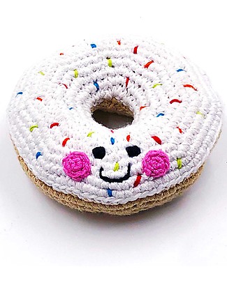 Pebble Sonaglio Doughnut Sorridente - Bianco - Fatto a Mano! Pupazzi