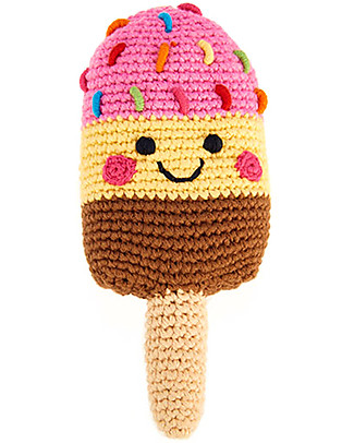 Pebble Sonaglio Gelato Fragola Crema Cioccolato 16 cm - Puro cotone bio Sonagli