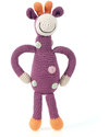 Pebble Sonaglio Grande - Giraffa a Pois Violetto- Cotone Bio - Fair Trade (Altezza 32 cm) Pupazzi