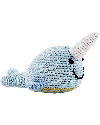 Pebble Sonaglio Narvalo in 100% Cotone - 12 cm circa Pupazzi Crochet