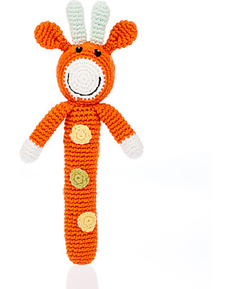 Pebble Sonaglio Stick Giraffa - Fair Trade, Cotone Bio Sonagli