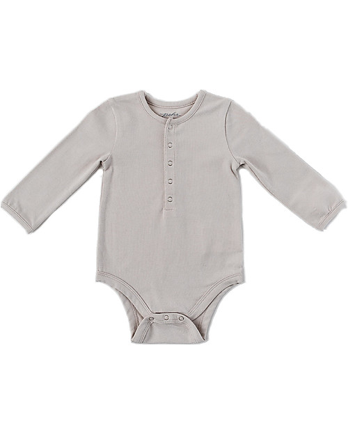 Pehr Body a Manica Lunga - Grigio Chiaro - Cotone Biologico GOTS - Comodi Bottoncini! Body Manica Lunga