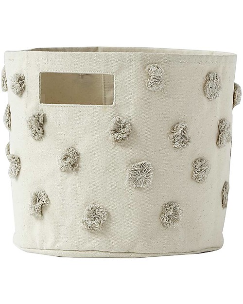 Pehr Cesto Portaoggetti - Pom Pom Grigio - 25,5cm x 22,9cm - 100% Cotone Naturale Contenitori Portaoggetti