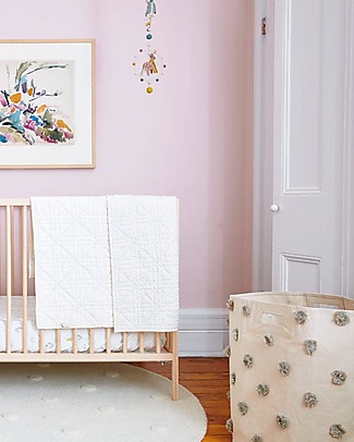Pehr Cesto Portaoggetti - Pom Pom Grigio - 45,75cm x 51cm - 100% Cotone Naturale Contenitori Portaoggetti