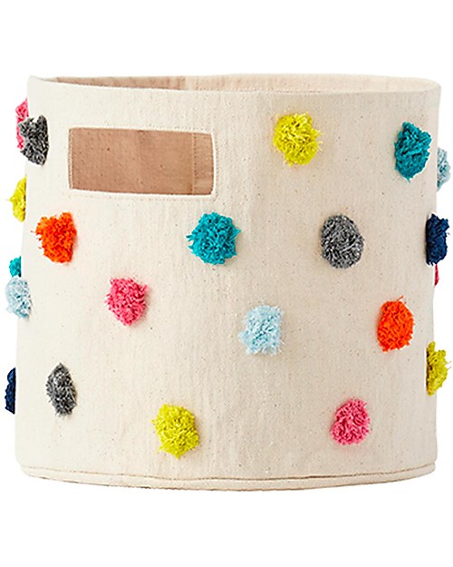 Pehr Cesto Portaoggetti - Pom Pom Multicolore - 25,5cm x 22,9cm - 100% Cotone Naturale Contenitori Portaoggetti