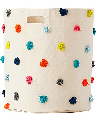 Pehr Cesto Portaoggetti - Pom Pom Multicolore - 45,75cm x 51cm - 100% Cotone Naturale Contenitori Portaoggetti