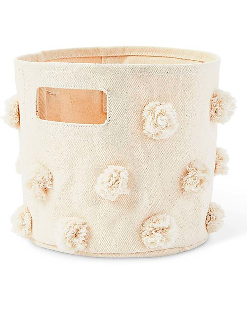 Pehr Cesto Portaoggetti - Pom Pom Naturale - 20,3cm x 17,8cm - 100% Cotone Naturale Contenitori Portaoggetti