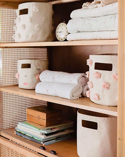 Pehr Cesto Portaoggetti - Pom Pom Naturale - 20,3cm x 17,8cm - 100% Cotone Naturale Contenitori Portaoggetti