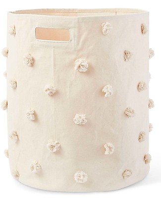 Pehr Cesto Portaoggetti - Pom Pom Naturale - 45,75cm x 51cm - 100% Cotone Naturale Contenitori Portaoggetti