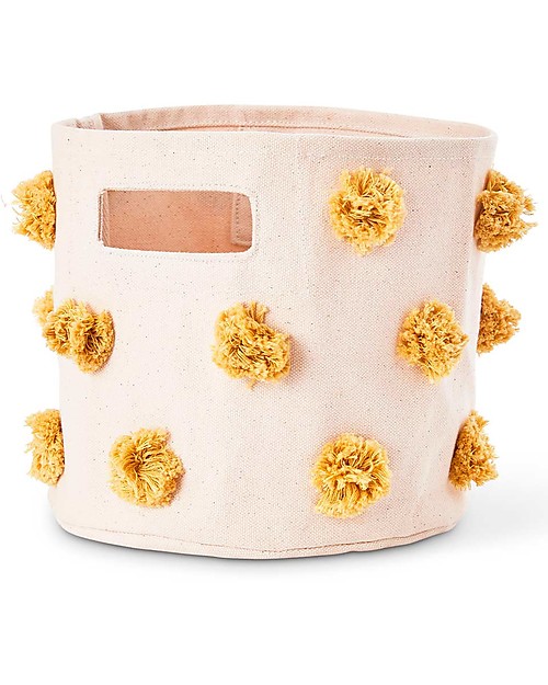 Pehr Cesto Portaoggetti - Pom Pom Oro - 20,3cm x 17,8cm - 100% Cotone Naturale Contenitori Portaoggetti
