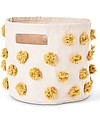 Pehr Cesto Portaoggetti - Pom Pom Oro - 25,5cm x 22,9cm - 100% Cotone Naturale Contenitori Portaoggetti