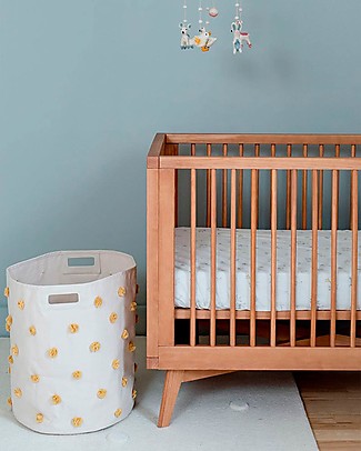 Pehr Cesto Portaoggetti - Pom Pom Oro - 45,75cm x 51cm - 100% Cotone Naturale Contenitori Portaoggetti